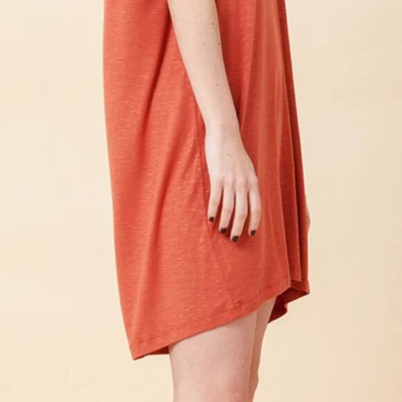 Daily Ritual Women's V Neck Dolman Shift Mini Dress/Long Top Terra Cotta - Picture 4 of 9